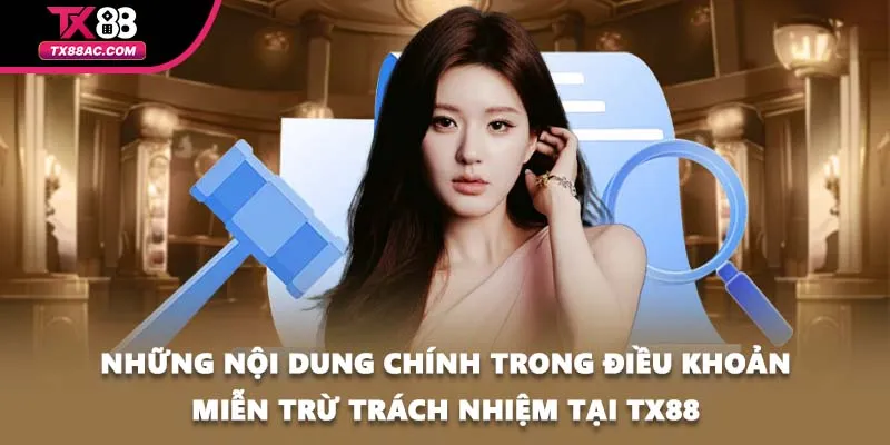 Những nội dung chính trong điều khoản miễn trừ trách nhiệm tại TX88